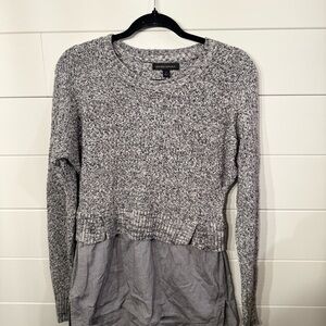 Banana Republic Crew Neck Sweater Top/False Shirt Bottom Women's Size S Gray